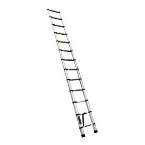 Escalera telescópica,13 peldaños, tipo II, capacidad 102kg