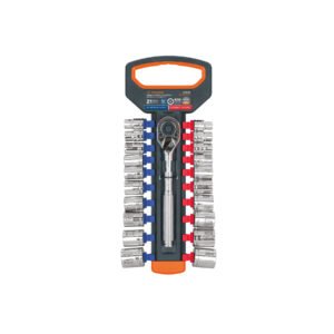 Juego de dados mm y std con matraca, cuadro 3/8', Truper