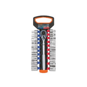 Juego de dados mm y std con matraca, cuadro 1/2', Truper