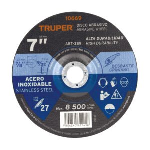 Disco Tipo 27 de 7' x 7.2 mm desbaste de acero inoxidable