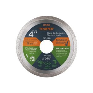 Disco de diamante de 4' x 1.6 mm, rin continuo, TRUPER