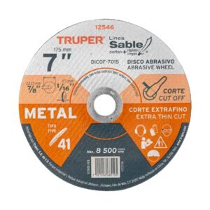 Disco Tipo 41 de 7' x 1.5 mm corte fino de metal, Sable