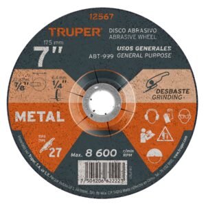 Disco Tipo 27 de 7' x 6.4 mm para desbaste de metal, Truper