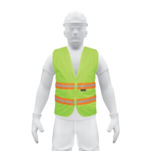 Chaleco de seguridad verde alta visibilidad con cierre