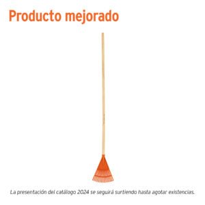 Escoba plástica para jardín, rígida, 15 dientes, mango 48'