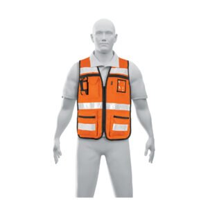 Chaleco brigadista con cintas reflejantes, color naranja