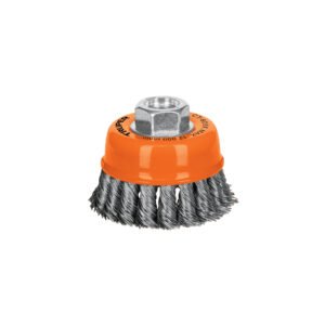 Carda copa 3' alambre trenzado grueso, eje 5/8'-11, Truper
