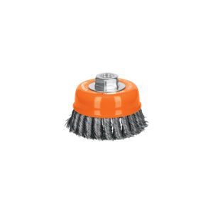 Carda copa 4' alambre trenzado grueso, eje M14, Truper