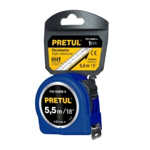 Flexómetro azul 5.5 m cinta 25 mm, en tarjeta, PRETUL