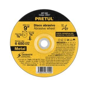 Disco Tipo 27 de 9' x 6.2 mm desbaste de metal, Pretul