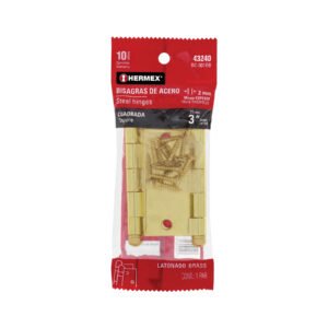 Bolsa c/2 bisagras cuadradas 3', latonado, cabeza redonda