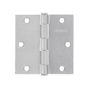 Bisagra cuadrada 3-1/2', satinado, cabeza plana, HERMEX