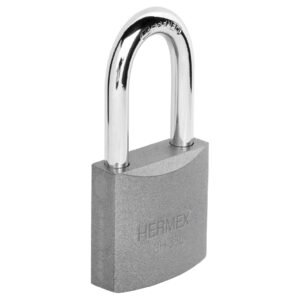 Candado de hierro 38 mm gancho largo en blíster, HERMEX