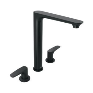 Mezcladora cuello alto para fregadero, negro, FOSET RIVIERA