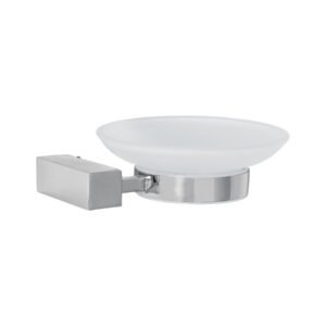 Jabonera con plato de vidrio, cromo, FOSET KUBO