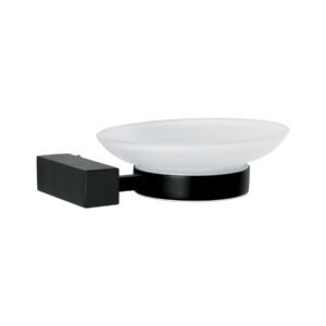 Jabonera con plato de vidrio, negro, FOSET KUBO