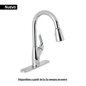Monomando fregadero cromo, nariz retractil, FOSET AERO