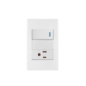 Placa armada 1 interruptor,1 contacto,1mod, Española, blanco