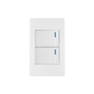 Placa armada 2 interruptores, 1.5 módulos, Española, blanco