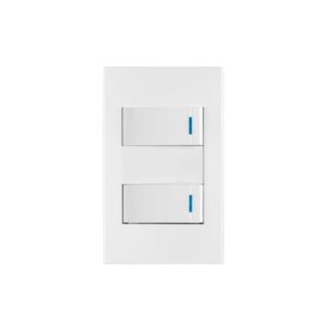 Placa armada 2 interruptores 1de 3vías,1 mod,Española,blanco