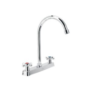 Mezcladora 8' fregadero cromo, cuello curvo, cruceta, BASIC