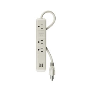 Multicontacto 16 AWG 3 entradas 2 puertos USB supresor 300 J