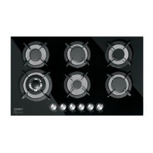Parrilla gas empotrable 90cm, 6 quem, vidrio negro, Riviera