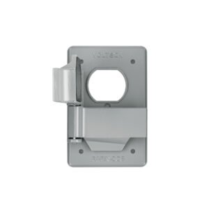 Placa tipo FS, con cubierta, doble, sobreponer, Volteck
