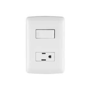 Placa armada contacto e interruptor, blanco, línea Italiana