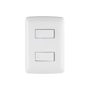Placa armada, 2interruptores sencillos,blanco,línea Italiana