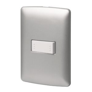 Placa armada 1 interruptor escalera plata, línea Italiana