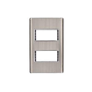 Placa de acero inox con 2 ventanas 1 módulo, línea Lisboa