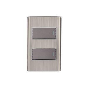 Placa armada acero inox con 2 interruptores 1 módulo, Lisboa