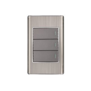 Placa armada acero inox 3 interruptores 1 módulo, Lisboa