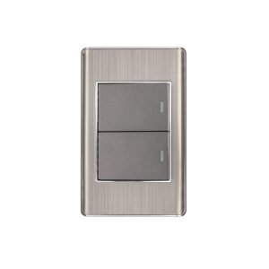 Placa armada acero 1 interruptor y 1 de 3vías 1.5mód,Lisboa