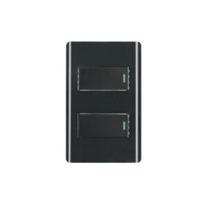 Placa armada negra 1 interruptor y 1 de 3 vías 1 mód,Lisboa