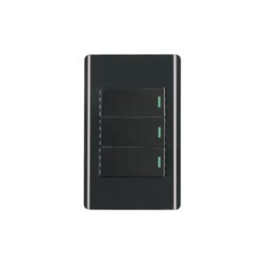 Placa armada negra 3 interruptores 1 módulo, Lisboa, Volteck