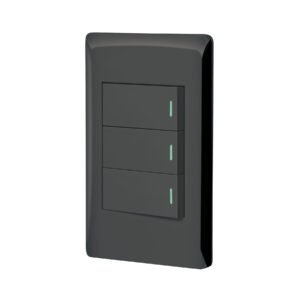 Placa armada negra 2 interruptores 1 de 3 vías 1 mód,Lisboa