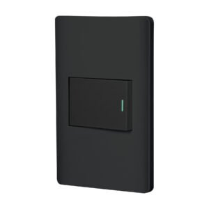 Placa armada negra 1 interruptor de 3 vías 1.5 mód, Lisboa