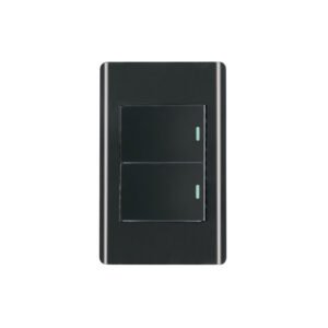 Placa armada negra 1 interruptor y 1 de 3vías 1.5mód,Lisboa
