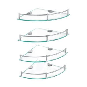 Juego de 4 repisas esquineras de vidrio, Foset