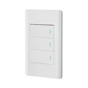 Placa armada blanca 2 interruptores 1 de 3 vías 1 mód, Lisbo