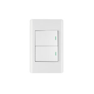 Placa armada blanca 2 interruptores 1.5 módulos, Lisboa