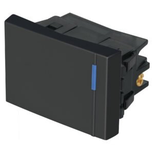 Interruptor de 3 vías, 1.5 módulos, línea Española, negro