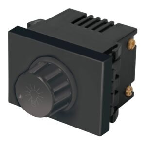 Dimmer giratorio, 1.5 módulos, línea Española, color negro