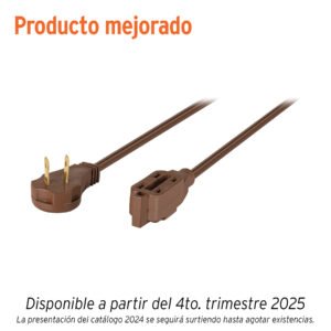 Extensión eléctrica doméstica 2 m clavija plana, café