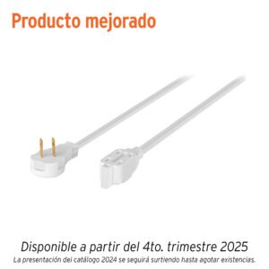 Extensión eléctrica doméstica 5 m clavija plana, blanca