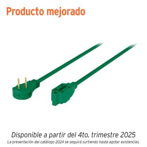 Extensión eléctrica doméstica 6 m clavija plana, verde