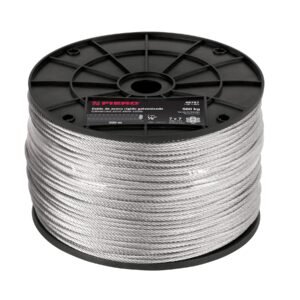 Metro de cable rígido 1/8' de acero 7x7 hilos, 300 m, Fiero