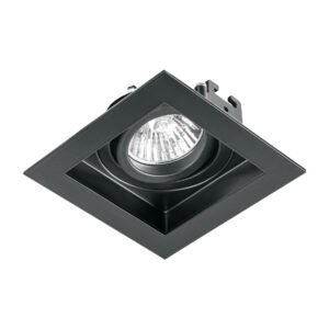 Luminario empotrable con 1 spot dirigible, negro, VOLTECK